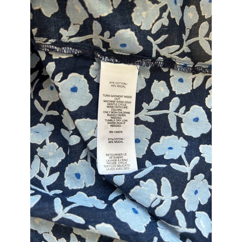 Vineyard Vines Rock Rose Floral V Neck Blouse Block Print Trim Top S Preppy Boho - Picture 7 of 8